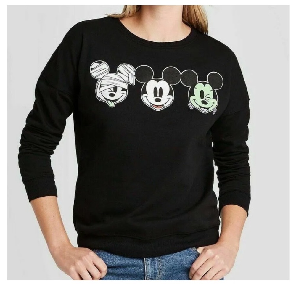 Disney Black Sweatshirt with Mickey Trio Graphic